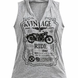 French Pastry Graphic Tank Top Gray Size L NWT Made in Mexico